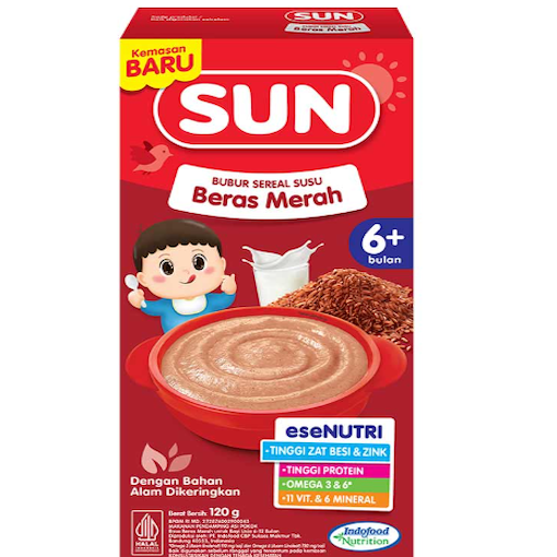 Bubur SUN Beras Merah, Kc. Hijau, Pisang, Ubi Ungu 120g