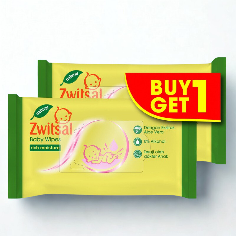 Zwitsal Baby Wipes 40s Buy1 Get1