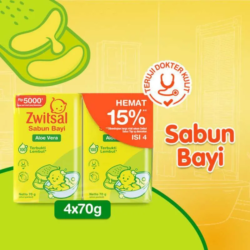 Zwitsal Barsoap Aleovera 4x70g