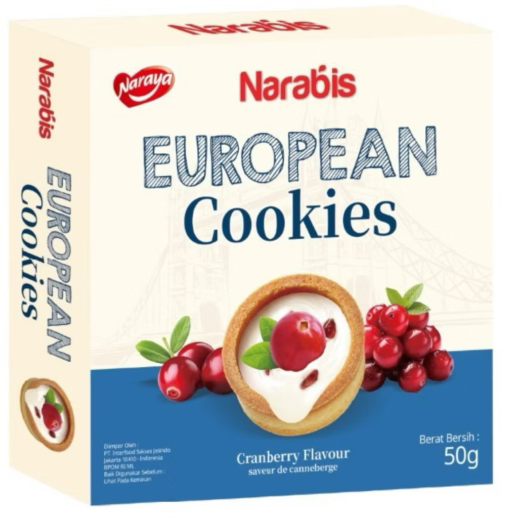 Narabis European Cookies Cranberry 50g /snack