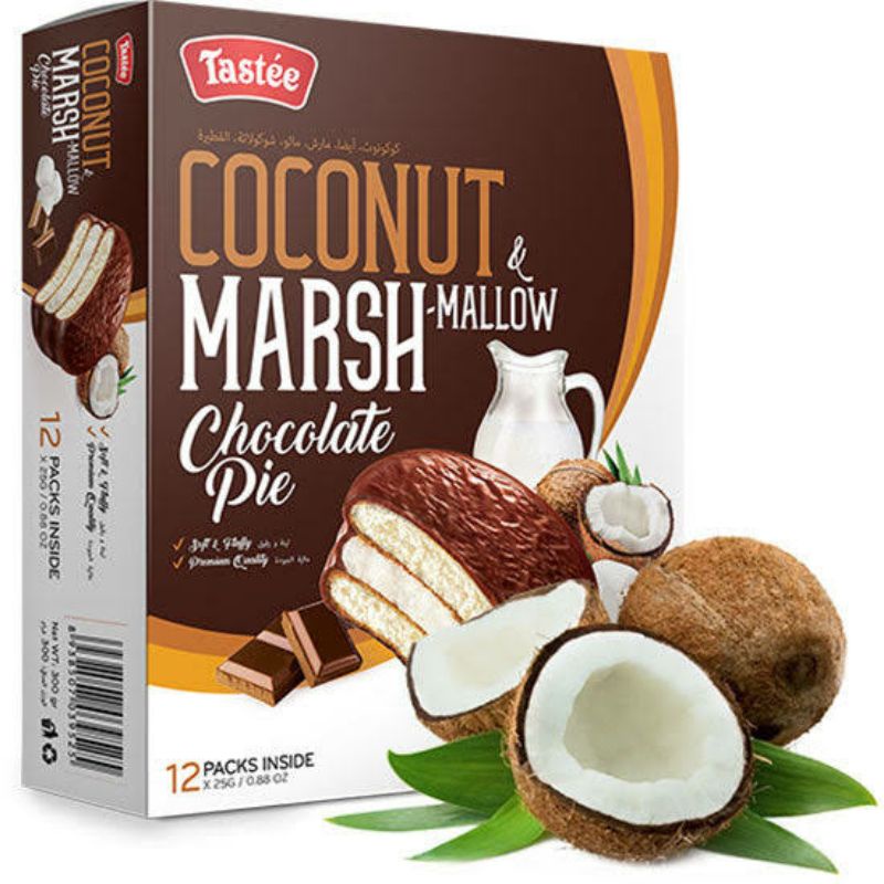 Tastee Choco Pie Coconut 300g/cemilan